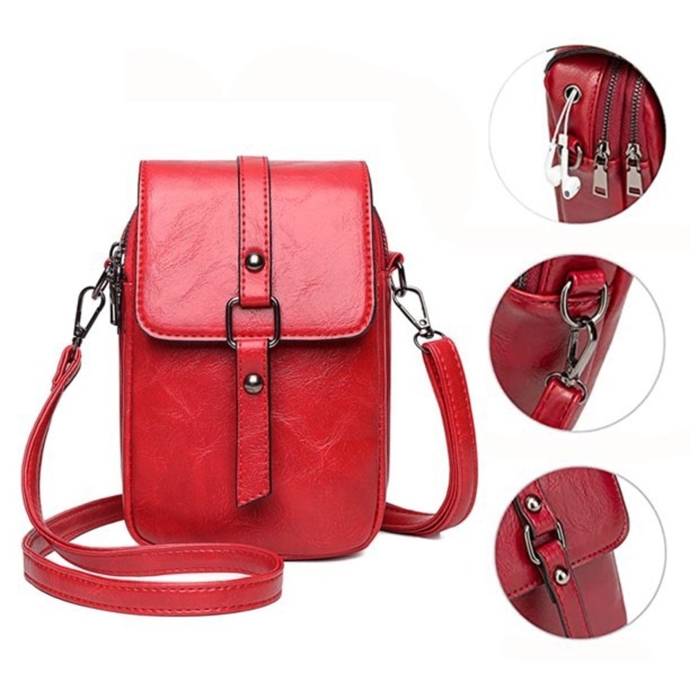 Women Vintage PU Crossbody Phone Bag Small Shoulder Bag Wallet Purse
